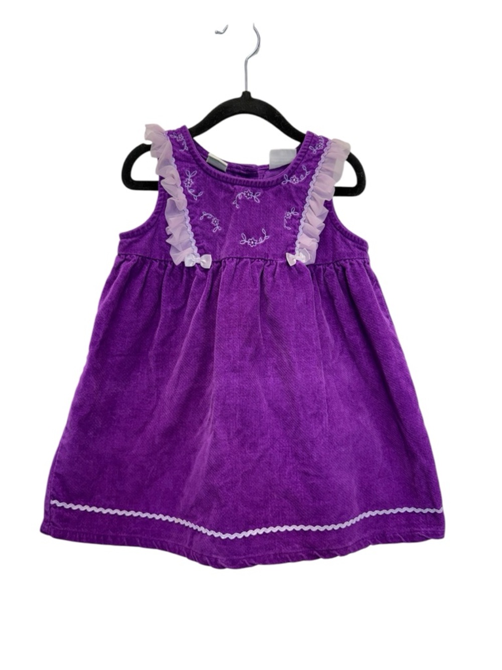 Seseame Street Vintage Purple Corduroy with Embroidered Flowers Dress Girls 2T